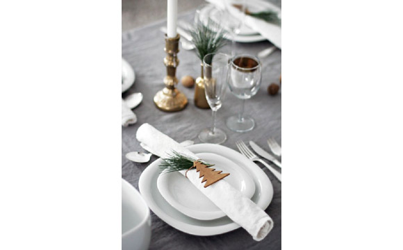 Mesa decorada para o Natal